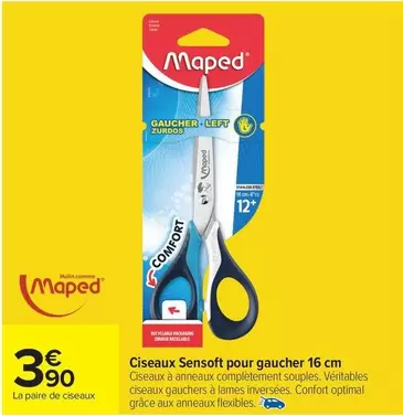 maped - Ciseaux Sensoft Pour Gaucher 16 Cm
