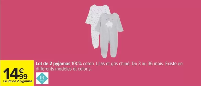 Tex - Lot De 2 Pyjamas 100% Coton